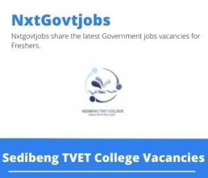 Sedibeng TVET College External moderator Tourism Vacancies in Vereeniging 2023