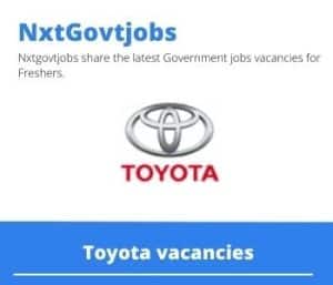Toyota Assistant Manager Vacancies in Johannesburg – Deadline 23 Oct 2023